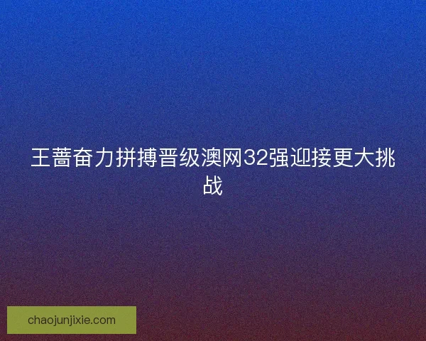 王蔷奋力拼搏晋级澳网32强迎接更大挑战