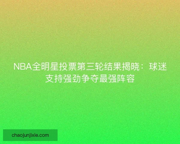 NBA全明星投票第三轮结果揭晓：球迷支持强劲争夺最强阵容