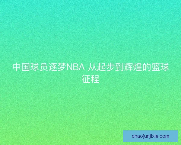中国球员逐梦NBA 从起步到辉煌的篮球征程